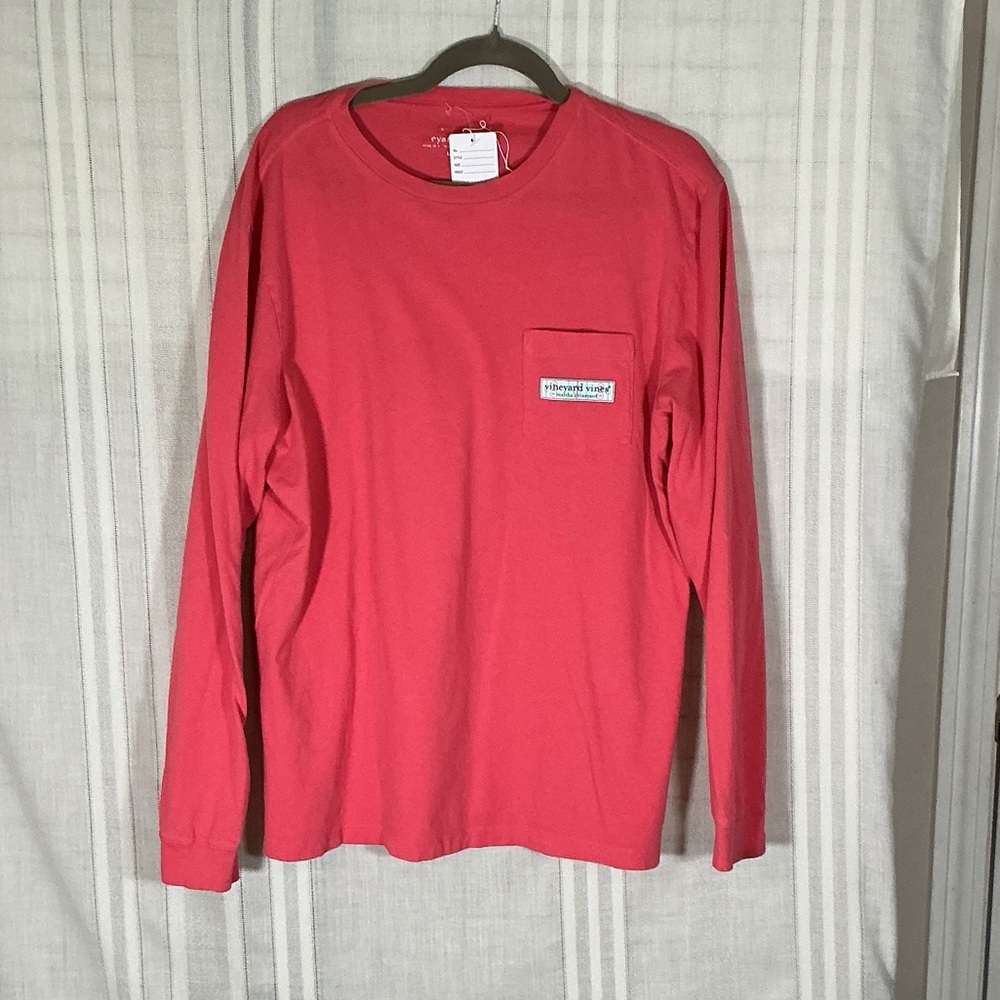 Vineyard Vines Coral Long-Sleeve Pocket Tee